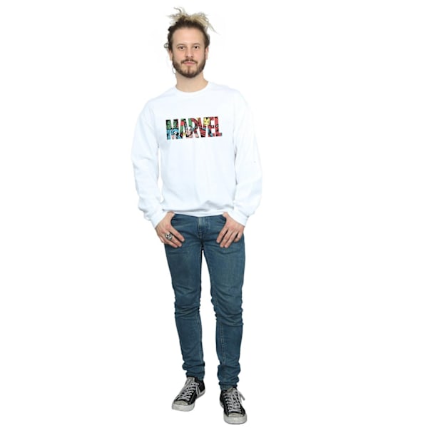 Marvel Comics Herr Infill Logo Sweatshirt S Vit White S