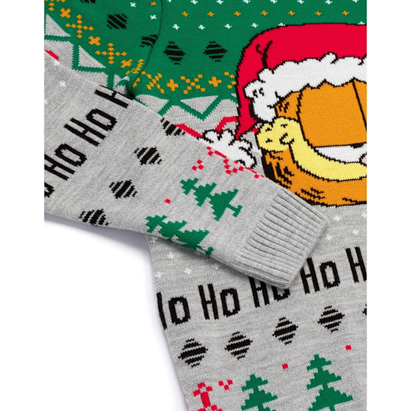Garfield Unisex Vuxen Stickad Jultröja M Grå/Grön Grey/Green M