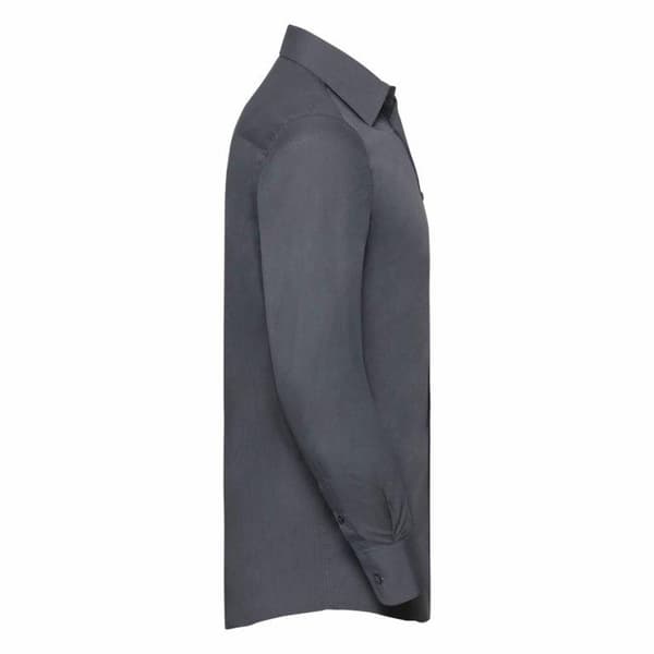 Russell Collection Herr Långärmad Poly-Bomull Lättskött Skräddarsydd Convoy Grey XL