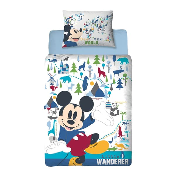 Disney Wanderer Mickey Mouse Påslakanset Junior Vit/Blå/ White/Blue/Green Junior