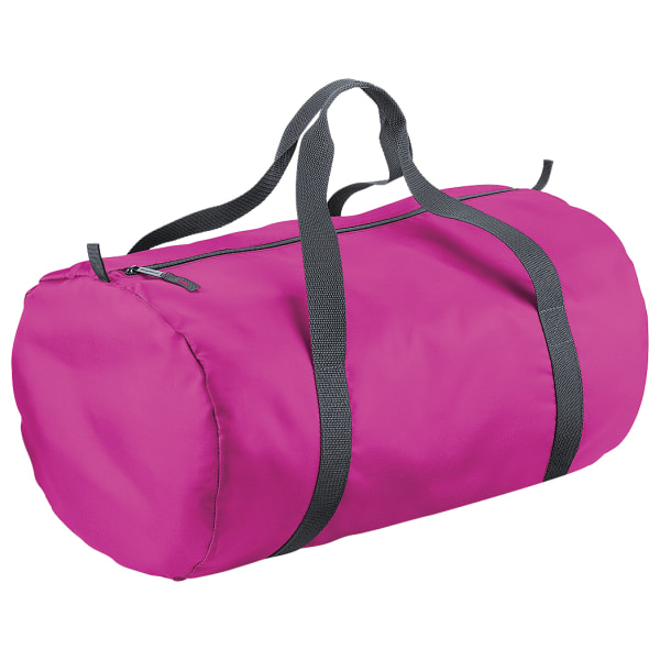 BagBase Packaway Barrel Bag / Duffle Water Resistant Travel Bag Fuchsia One Size