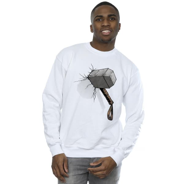 Marvel Universe Herr Thor Hammer Crack Sweatshirt S Vit White S