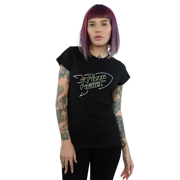 Disney Dam/Kvinnor Toy Story Neon Pizza Planet Bomull T-shirt Black M
