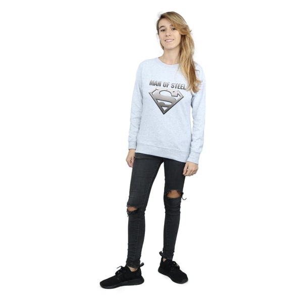 DC Comics Dam/Ladies Superman Man Of Steel Shield Sweatshirt Heather Grey S