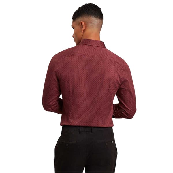 Ted Baker Herr Geometrisk Långärmad Skjorta S Mörkröd Dark Red S