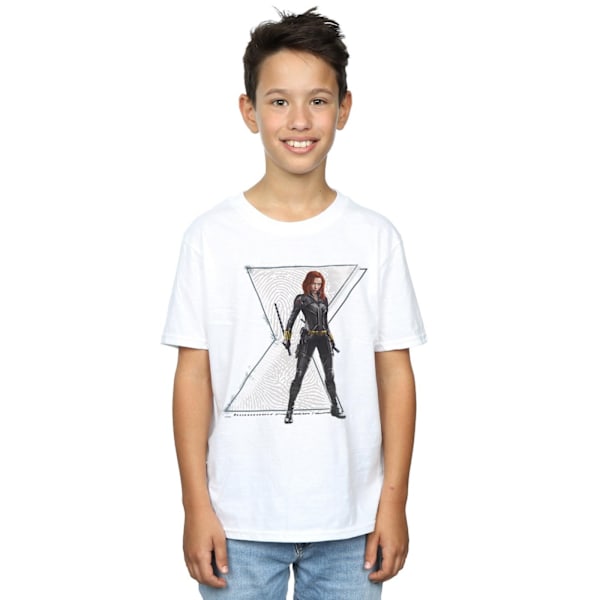 Marvel Boys Black Widow Movie Natasha Logo T-Shirt 7-8 År Vit White 7-8 Years