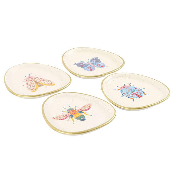 Something Different Floral Bug Prydnadsfat (4-pack) One Siz White/Multicoloured One Size
