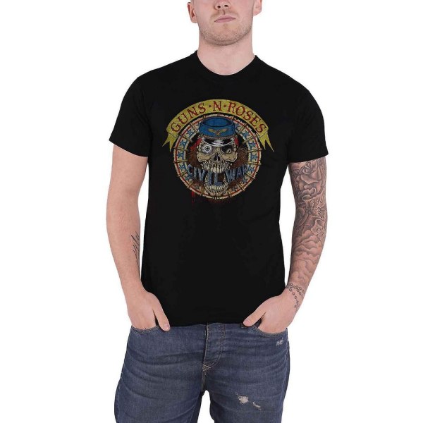 Guns N Roses Unisex Vuxen Dödskalle Cirkel Ryggtryck T-shirt XL Svart Black XL