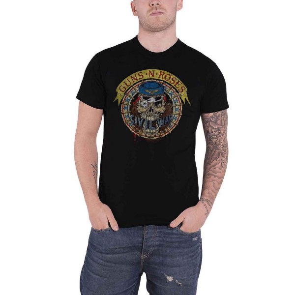 Guns N Roses Unisex Vuxen Skull Circle Back Print T-Shirt XXL B Black XXL