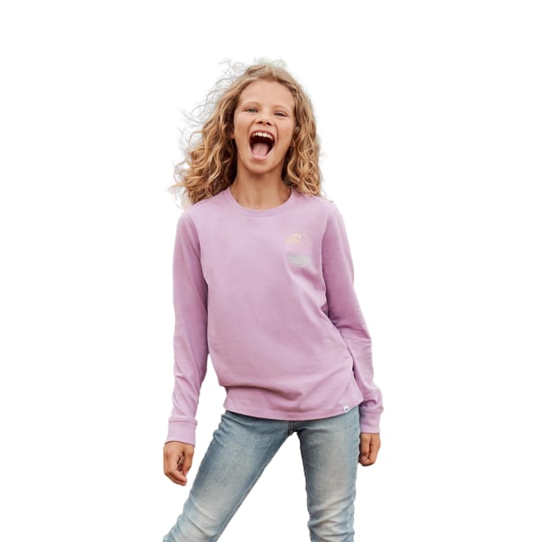 Animal Barn/Barn Kids Tryck på Baksidan Ekologisk Långärmad T-shirt 7 Light Purple 7-8 Years