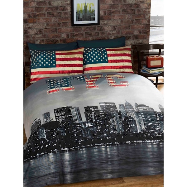 Catherine Lansfield New York Skyline Påslakan Set Dubbel Multi Multicoloured Double