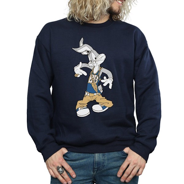 Looney Tunes Herr Rapper Bugs Bunny Sweatshirt 3XL Marinblå Navy Blue 3XL