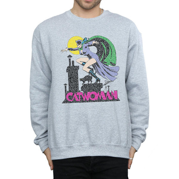 DC Comics Herr Catwoman Crackle Logo Sweatshirt XL Sports Grey Sports Grey XL