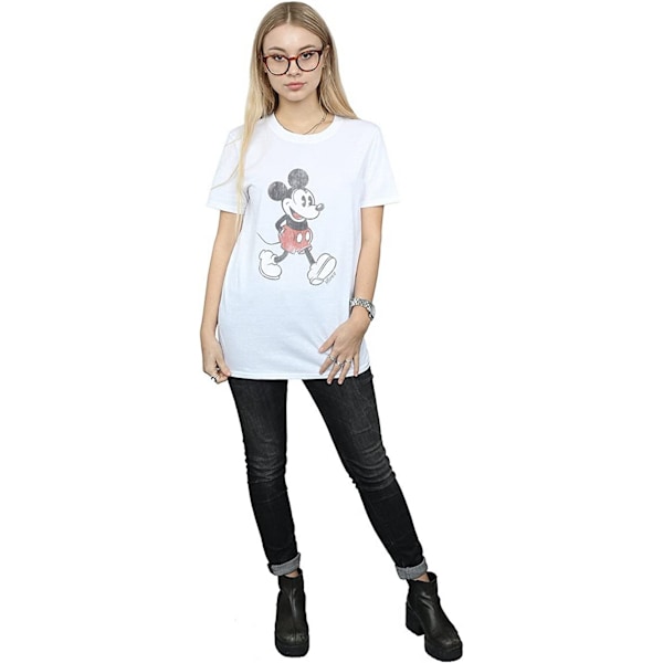 Disney Dam/Damer Walking Mickey Mouse Bomull Boyfriend T-Sh White XXL