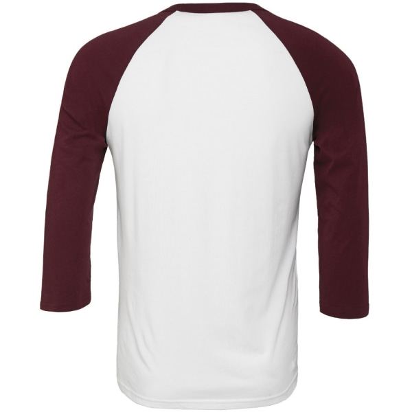 Canvas Herr 3/4-ärmad baseball T-shirt XS Vit/rödbrun White/Maroon XS