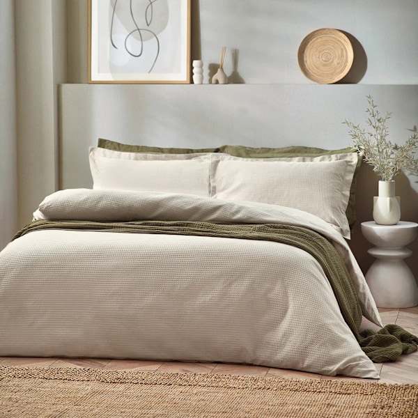 Yard Waffle Textured Påslakan Set Dubbel Linne Linen Double