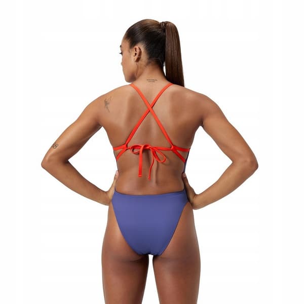 Speedo Dam/Kvinnor Solid Tie Back Baddräkt i ett stycke 14 UK Blå Blue 14 UK
