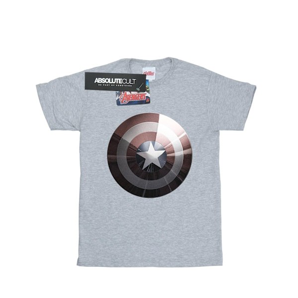 Marvel Herr Captain America Shield Shiny T-Shirt L Sports Grey Sports Grey L