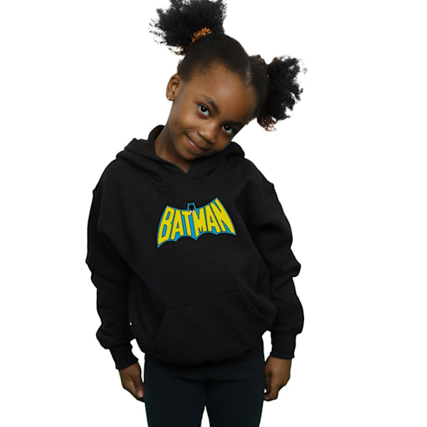 DC Comics Girls Batman Retro Logo Hoodie 7-8 år Svart Black 7-8 Years