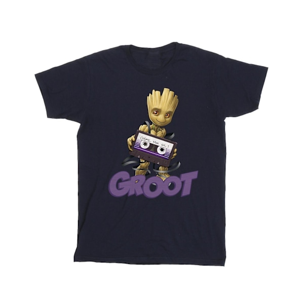 Guardians Of The Galaxy Girls Groot Kassett Bomull T-shirt 7-8 Navy Blue 7-8 Years