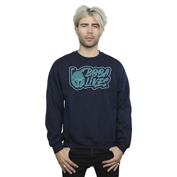 Star Wars Mens The Book Of Boba Fett Lives Chest Sweatshirt 3XL Navy Blue 3XL