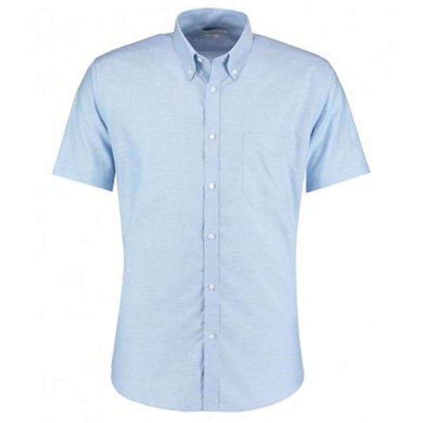 Kustom Kit Herr Slim Fit Kortärmad Oxford Skjorta 15 Ljus Blå Light Blue 15