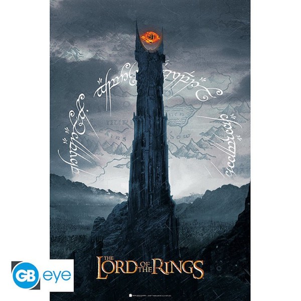 Sagan om ringen Tower Of Sauron Affisch 91cm x 61cm Grå/O Grey/Orange/White 91cm x 61cm