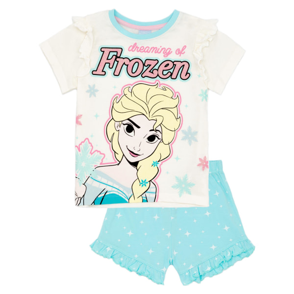 Frozen Pyjamas med kort ärm för flickor 6-7 år Blå/Vit Blue/White 6-7 Years