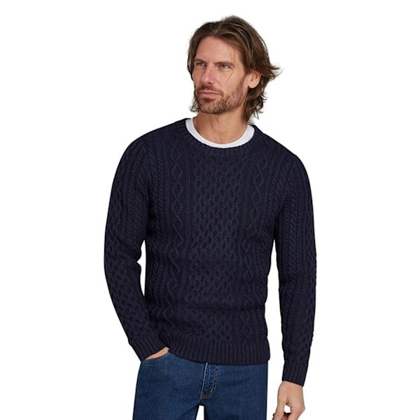 Raging Bull Herr Chunky Kabelstickad Tröja med Rund Hals 3XL Marinblå Navy 3XL
