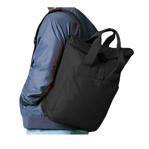 Bagbase Roll Top Recycled Twin Handle Laptop Backpack One Size Black One Size