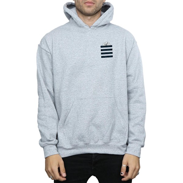Looney Tunes Herr Taz Stripes Faux Pocket Hoodie S Sports Grey Sports Grey S