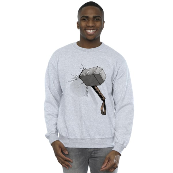 Marvel Universe Herr Thor Hammer Crack Sweatshirt XL Sports Grå Sports Grey XL