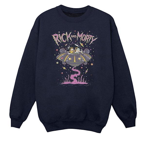 Rick And Morty Herr Rosa Rymdskepp Sweatshirt XXL Marinblå Navy Blue XXL