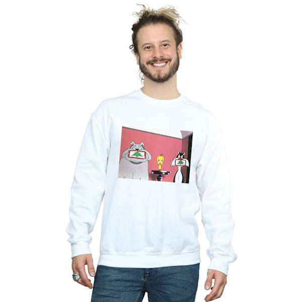 Looney Tunes Julvykort Sweatshirt för Herr S Vit White S