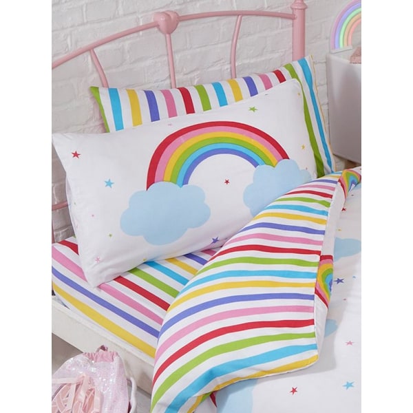 Bedding & Beyond Barn/Barn Rainbow Påslakan Set Enkelsäng White/Blue Single