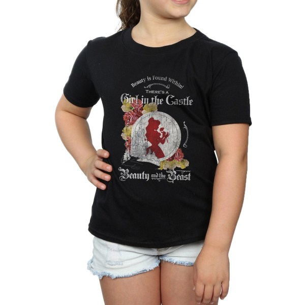 Disney Girls Beauty And The Beast Flicka i slottet Bomull T-shirt Black 12-13 Years