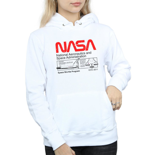 NASA rymdfärjahuvtröja för dam/dam XL Vit White XL