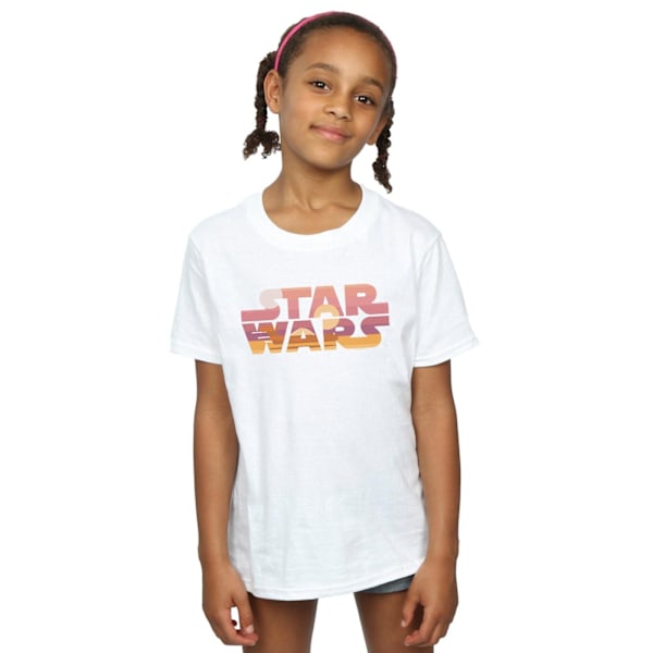 Star Wars T-shirt i bomull med Tatooine Suns-logotyp för flickor, 12-13 år, vit White 12-13 Years