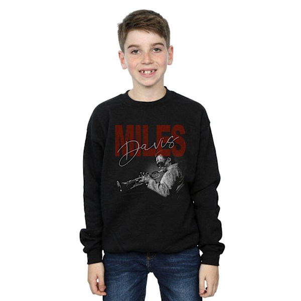 Miles Davis Boys Distressed Photo Sweatshirt 12-13 år Svart Black 12-13 Years