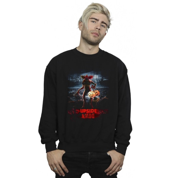 Netflix Mens Stranger Things Pumpkin Upside Down Sweatshirt S B Black S