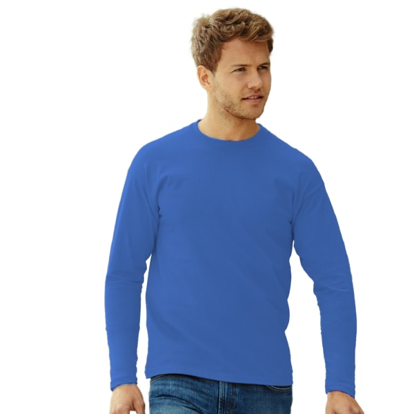 Fruit Of The Loom Mens Valueweight Crew Neck Long Sleeve T-Shir Royal XL