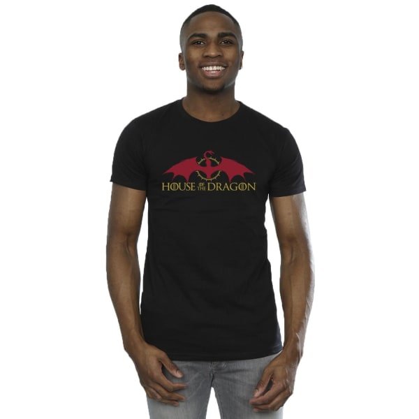 Game Of Thrones: House Of The Dragon T-shirt med drake-logotyp för män, S Black S
