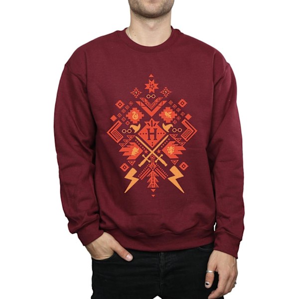 Harry Potter Jul Fair Isle Sweatshirt L Burgundy för män Burgundy L