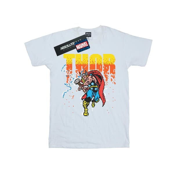 Marvel Pojkar Thor Pixelated T-Shirt 7-8 År Vit White 7-8 Years