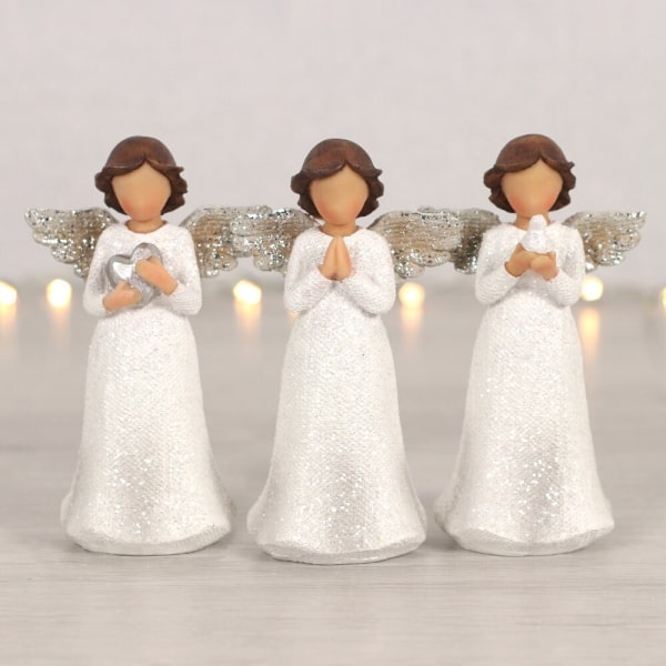 Något annat Peace Pray Love Glitter Angel Ornament Set White/Brown One Size