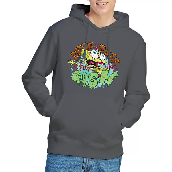 SvampBob Fyrkant Herr Drop And Flop Hoodie M Gråmelerad Charcoal M