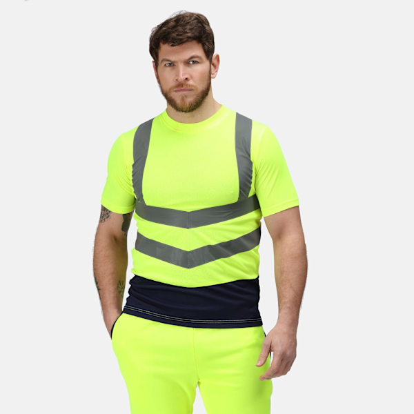 Regatta Pro Hi-Vis Kortärmad T-shirt för män L Gul/Marinblå Yellow/Navy L