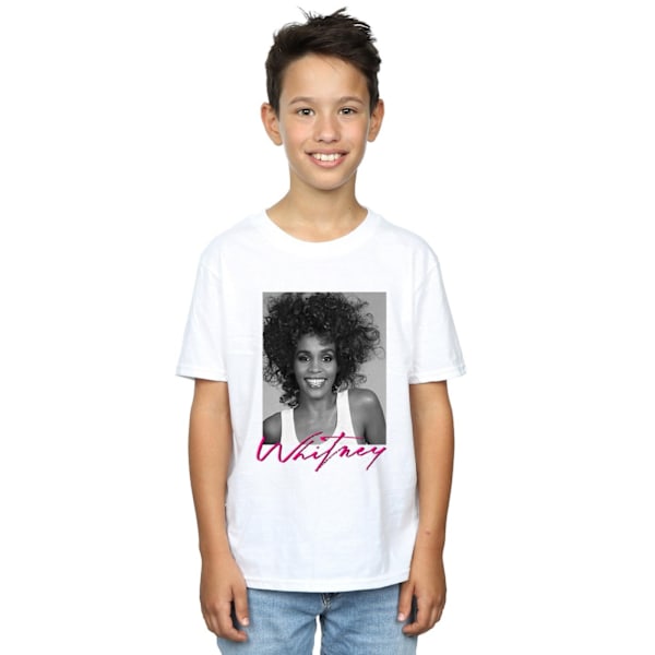 Whitney Houston Boys Smile Photograph T-Shirt 3-4 år Vit White 3-4 Years