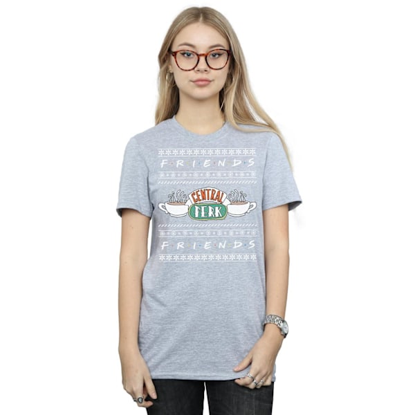 Friends Dam/Damer Fair Isle Central Perk Bomull Boyfriend T Sports Grey M