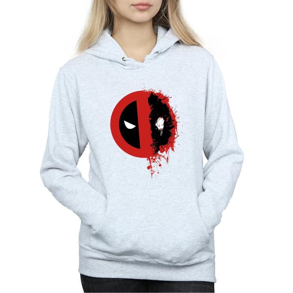 Marvel Dam Deadpool Split Splat Logo Hoodie M Heather Heather Grey M
